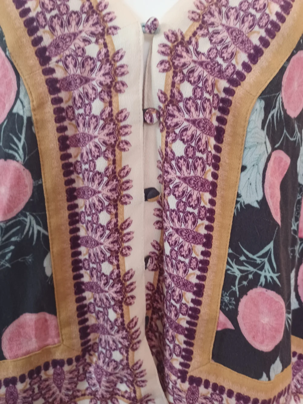 Free People Freshly Squeezed Citrus Floral Kimono Top Tie Sleeve Size XS Boho